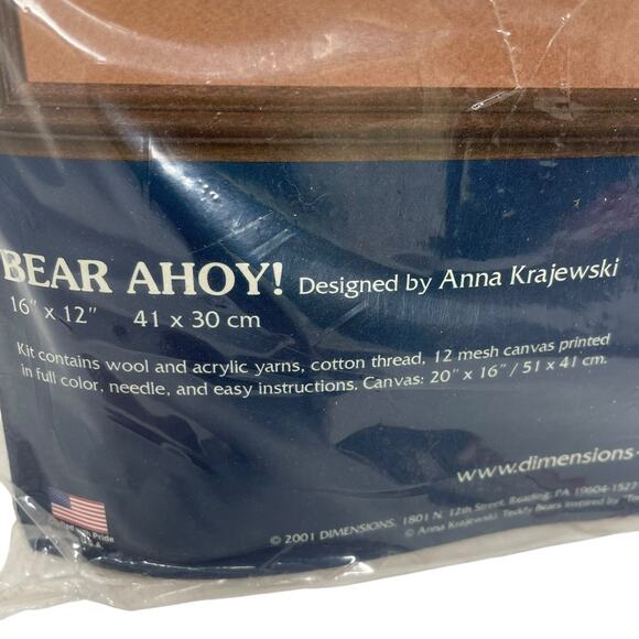 Sunset Needlepoint Bear Ahoy! Kit by Anna Krajewski Vintage New in Package - Picture 14 of 14